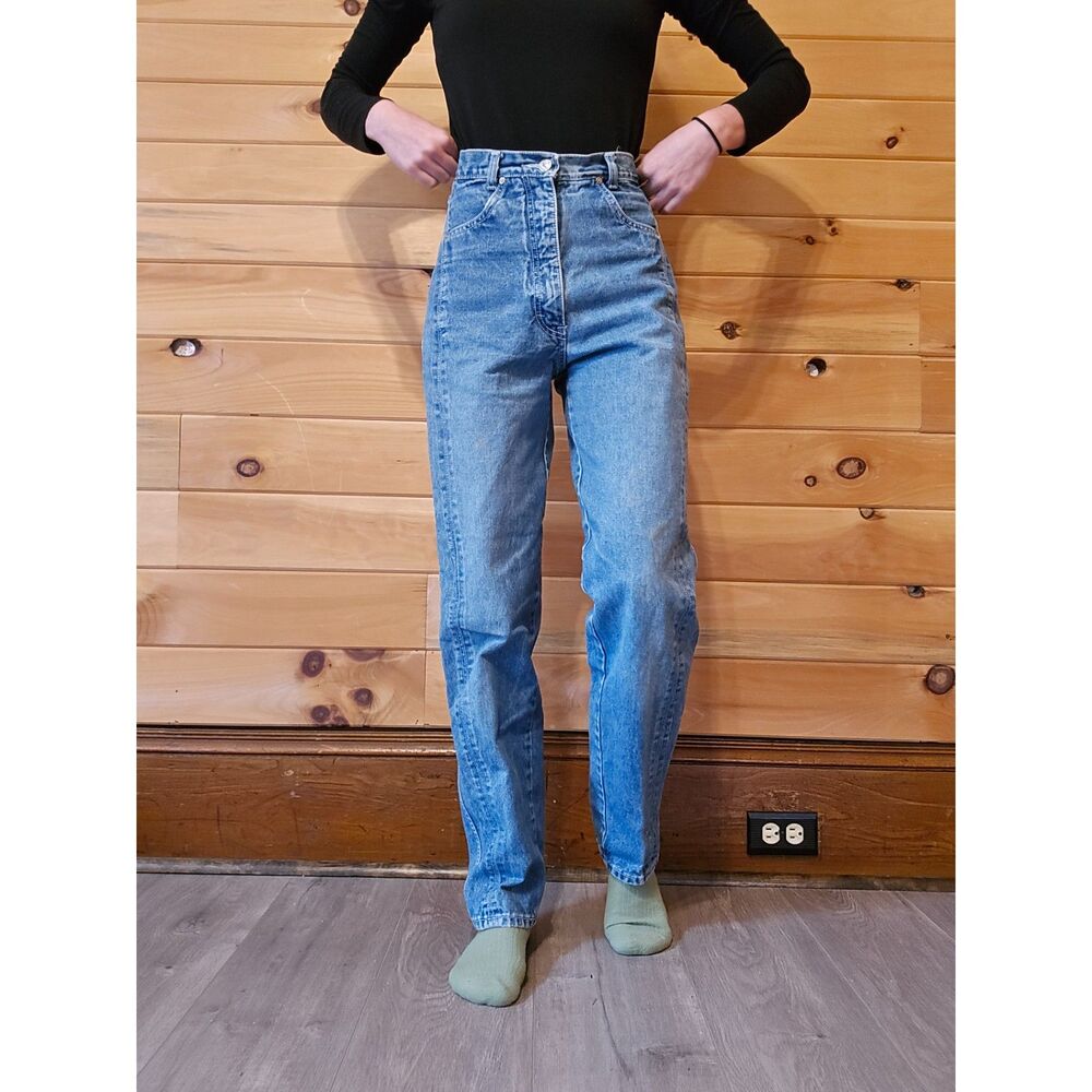 Women's Vintage 1990s Seattle Blue Acid 90s Wash High Rise Straight Denim Jeans